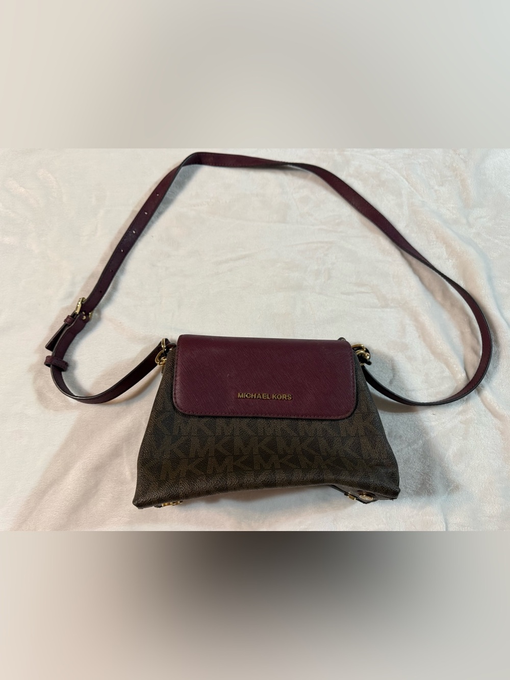 Michael Kors Burgundy and Brown Crossbody Bag